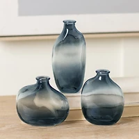 Blue Ombre Glass Mini Bud Vases, Set of 3