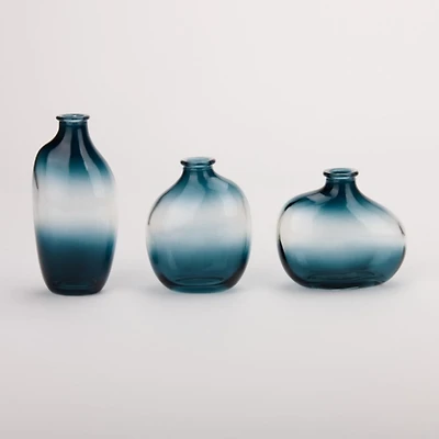 Blue Ombre Glass Mini Bud Vases, Set of 3