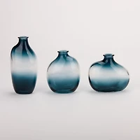 Blue Ombre Glass Mini Bud Vases, Set of 3