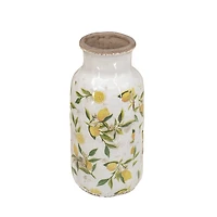 White and Yellow Lemon Branch Ceramic Vase