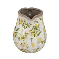 Antique White Ceramic Lemon Branch Pitcher Vase