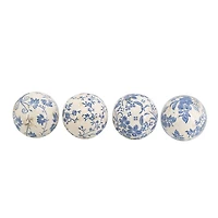 Blue & White Ceramic Orbs, Set of 4