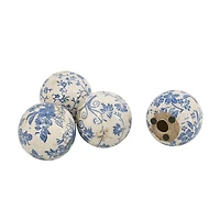 Blue & White Ceramic Orbs, Set of 4