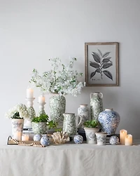 Blue & White Ceramic Orbs, Set of 4