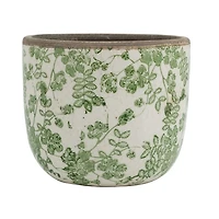 Green Floral Ceramic Planter, 5 in.