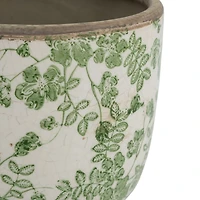 Green Floral Ceramic Planter, 5 in.