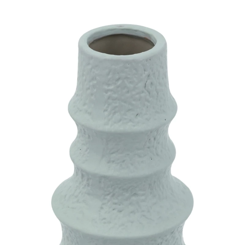 Blue Tiered Ridges Ceramic Vase