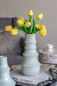 Blue Tiered Ridges Ceramic Vase