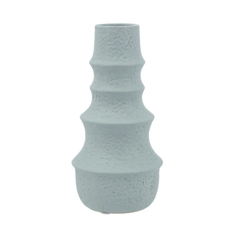 Blue Tiered Ridges Ceramic Vase