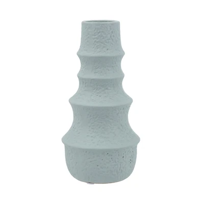 Blue Tiered Ridges Ceramic Vase