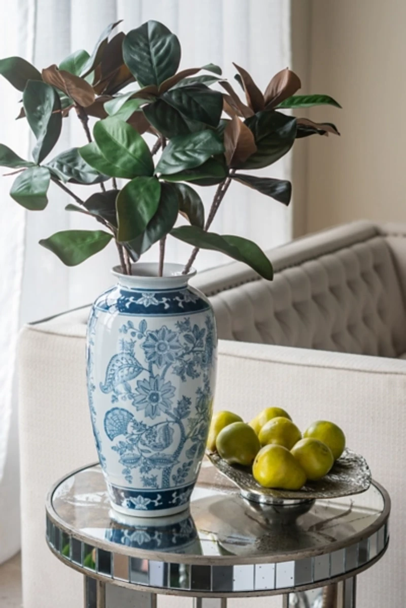 Blue Floral Porcelain Vase