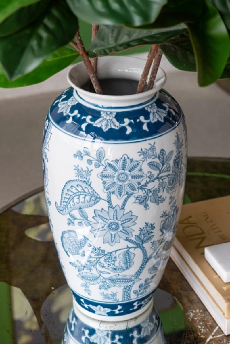 Blue Floral Porcelain Vase