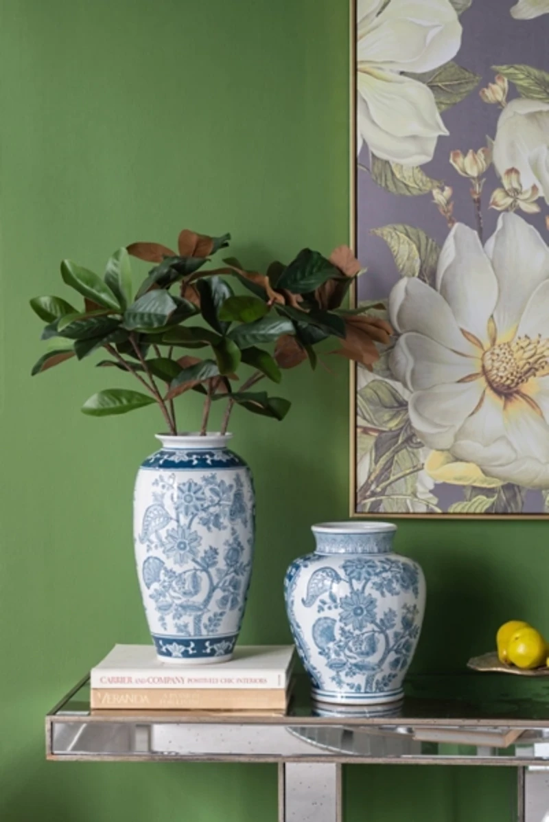 Blue Floral Porcelain Vase