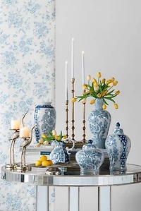 Blue & White Floral Porcelain Vase