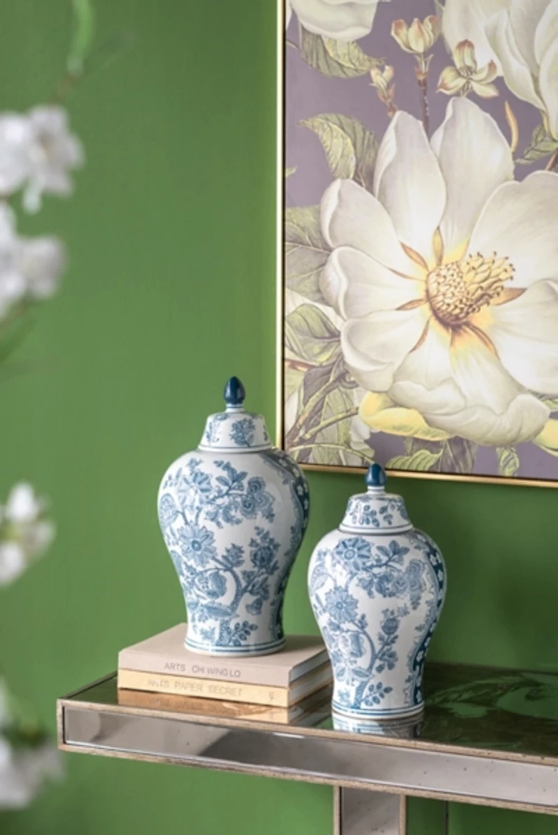 Blue & White Floral Porcelain Vase