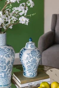 Blue & White Floral Porcelain Vase