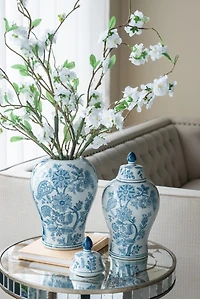 Blue & White Floral Porcelain Vase