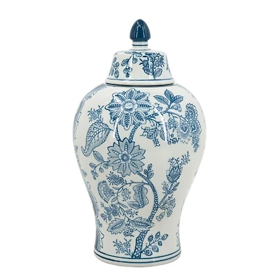 Blue & White Floral Porcelain Vase