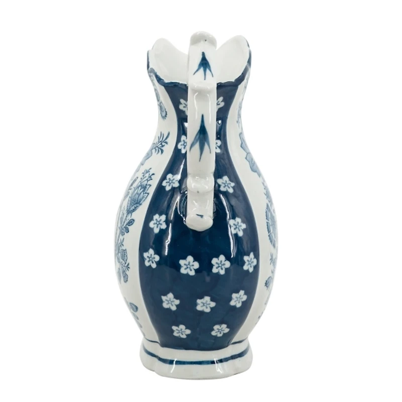 Blue Floral Porcelain Scroll Pitcher Vase