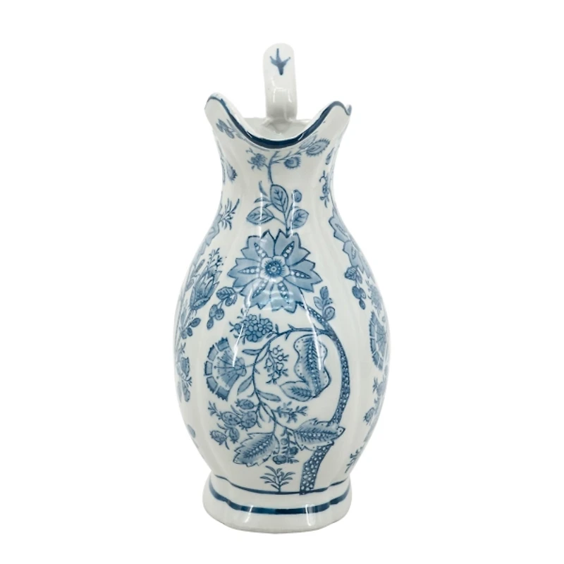 Blue Floral Porcelain Scroll Pitcher Vase