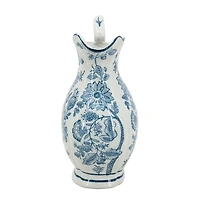 Blue Floral Porcelain Scroll Pitcher Vase