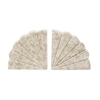 Cream Marble Fan Shaped Bookends, Set of 2