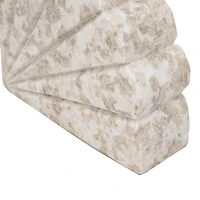 Cream Marble Fan Shaped Bookends, Set of 2