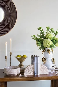 Cream Marble Fan Shaped Bookends, Set of 2