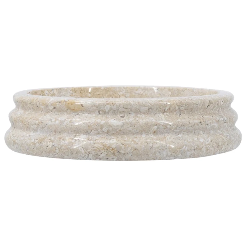 Cream Marble Ribbed Decorative Bowl