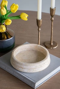 Cream Marble Ribbed Decorative Bowl