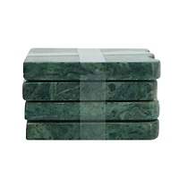 Teal Marble One-Sided Scalloped Coasters, Set of 4