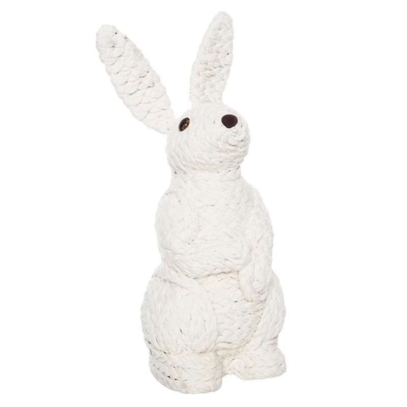 White Woven Rabbit Easter Figurine