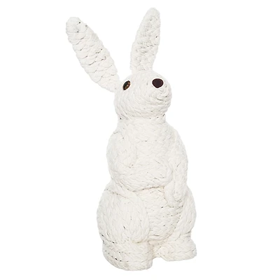 White Woven Rabbit Easter Figurine