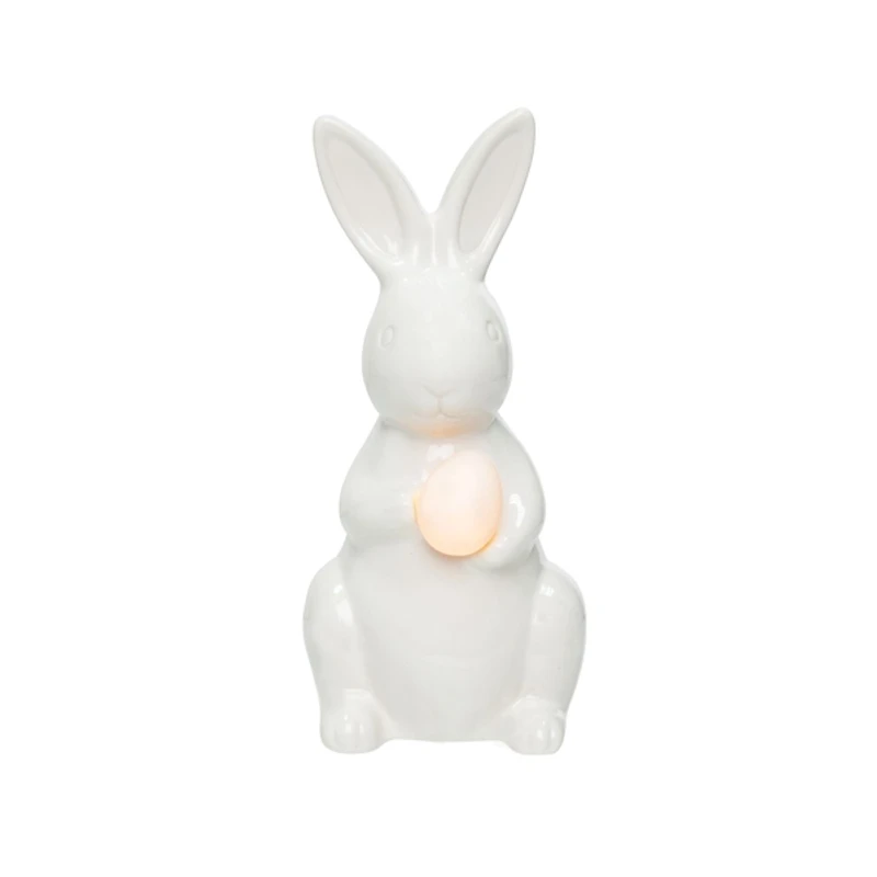 Pre-Lit LED White Bunny with Egg