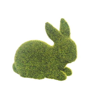 Green Moss Flocked Bunny Figurine
