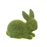 Green Moss Flocked Bunny Figurine