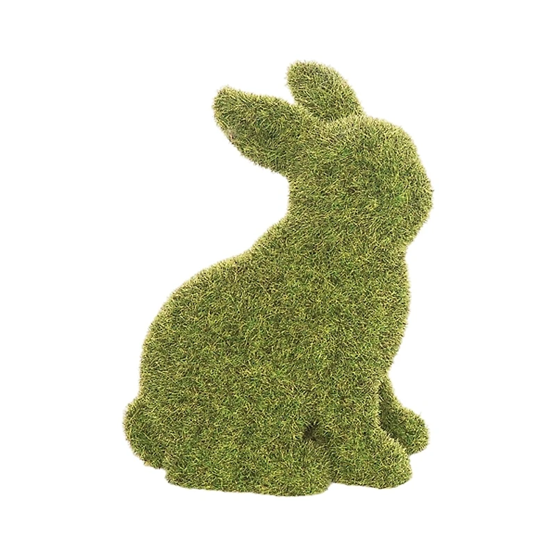 Green Moss Flocked Sitting Bunny Figurine