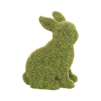 Green Moss Flocked Sitting Bunny Figurine