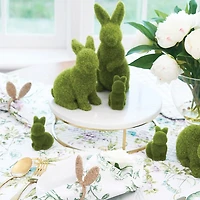 Green Flocked Standing Bunny Easter Figurine