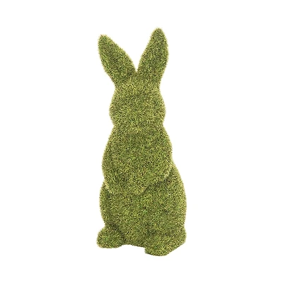 Green Flocked Standing Bunny Easter Figurine