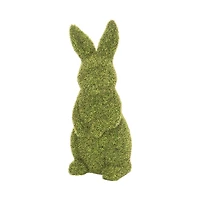 Green Flocked Standing Bunny Easter Figurine