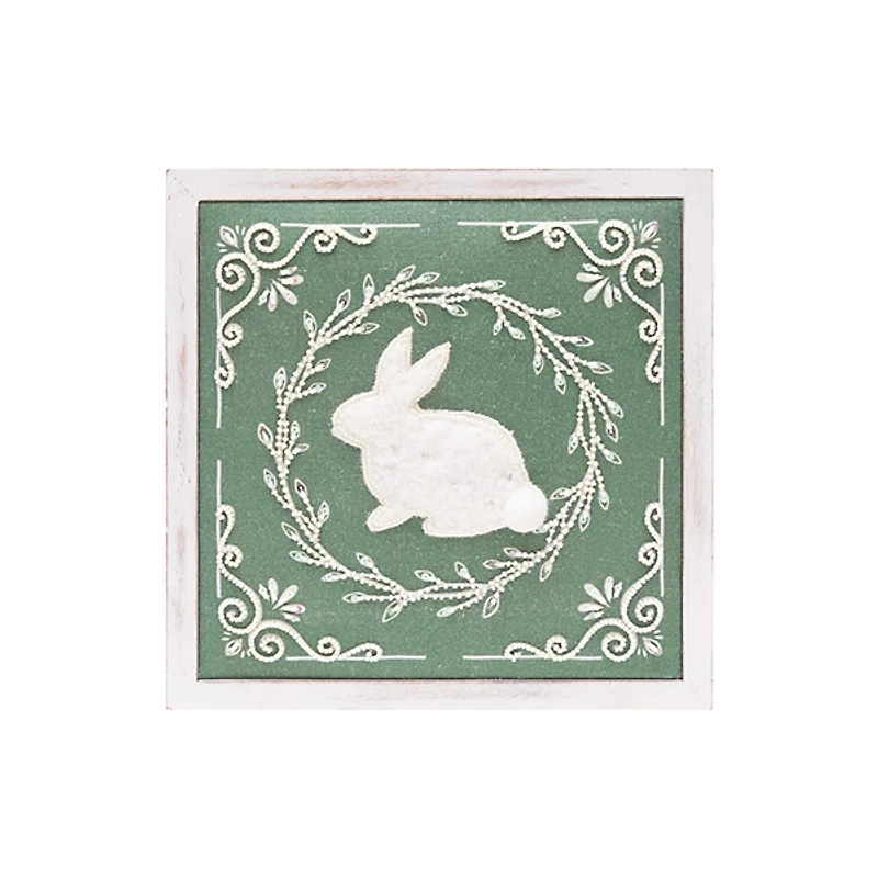 Easter Bunny Wreath Shadowbox Wall Plaque