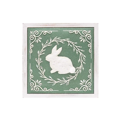 Easter Bunny Wreath Shadowbox Wall Plaque