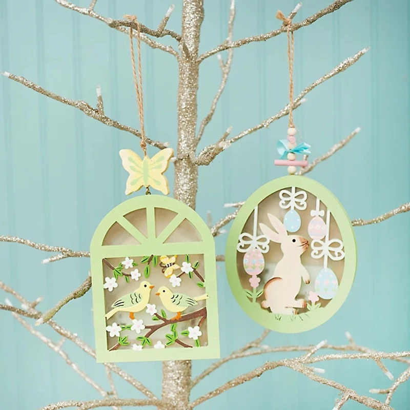 Shadowbox LED Easter Ornaments, Set of 2