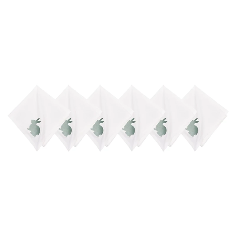 Green Spring Bunny Napkins, Set of 6