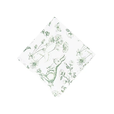Green Bunny Toile Napkins, Set of 6