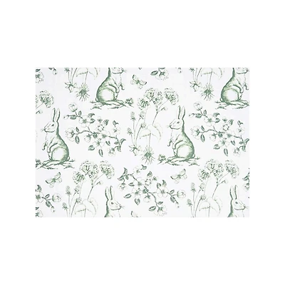 Green Bunny Toile Easter Placemats, Set of 6