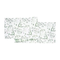 Green Bunny Toile Easter Table Runner