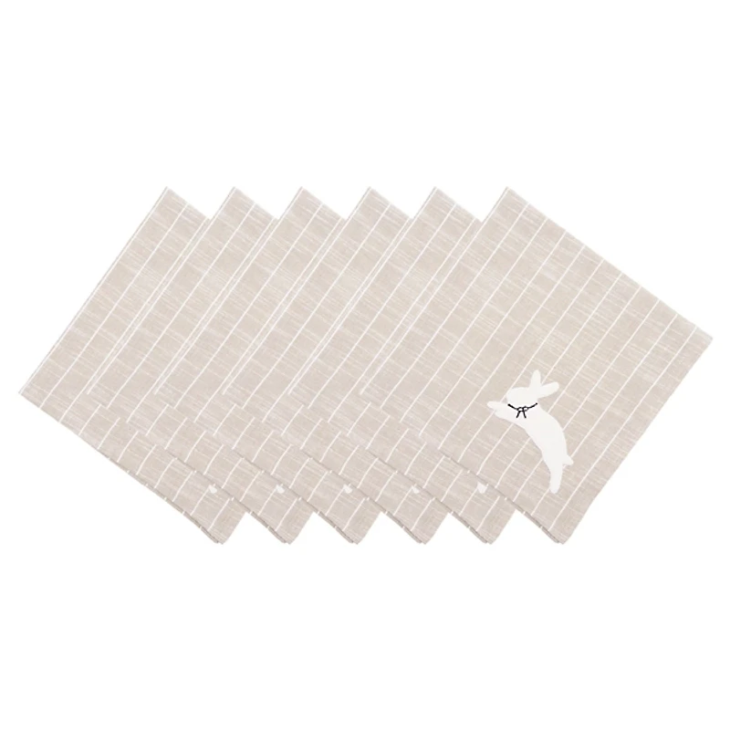 White Bunny Hop Striped Napkins, Set of 6