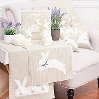 White Bunny Hop Striped Table Runner